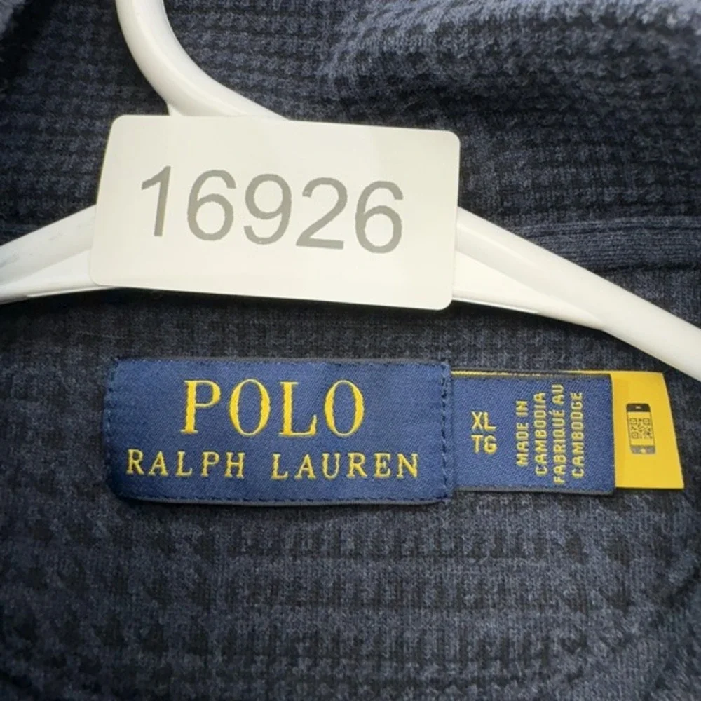 Polo Ralph Lauren Sweater Mens‎ Small Blue Glen Check Waffle-Knit Mock 1/4 Zip